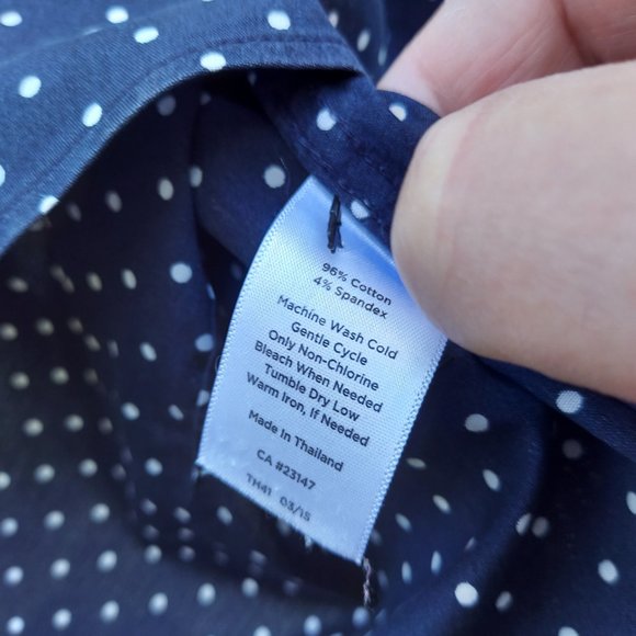 Talbots Women's LS Polka Dot Button Down Blouse Size 16 Navy/White Career - Picture 7 of 10